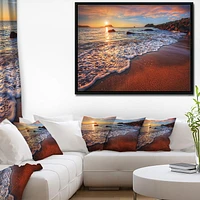 Designart Stunning Ocean Beach at Sunset FLOAT FRAME WALL ART