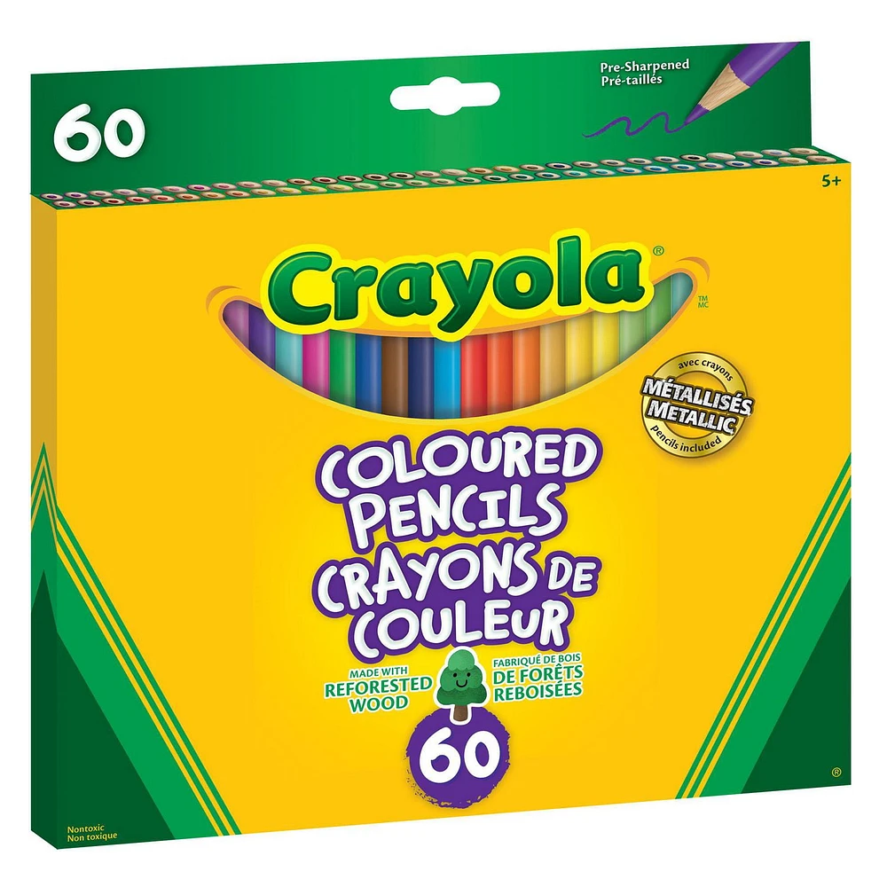 Crayola Coloured Pencils, 60 Count, Pre-sharpended pencils