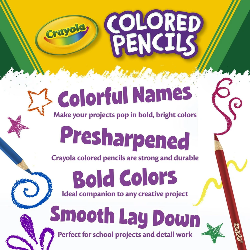 Crayola Coloured Pencils, 60 Count, Pre-sharpended pencils