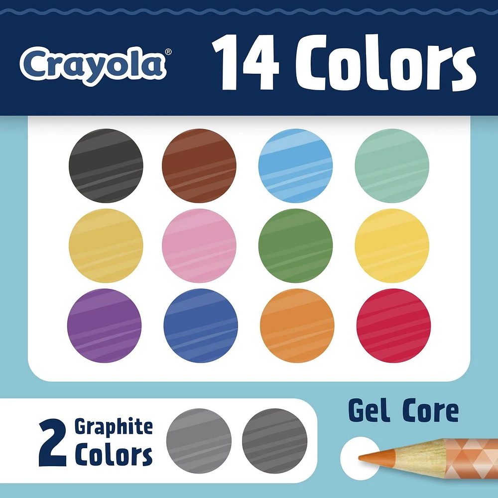 Crayola Sketch & Shade Doodle Pencils, 14 Count, Highly pigmented coloured pencils