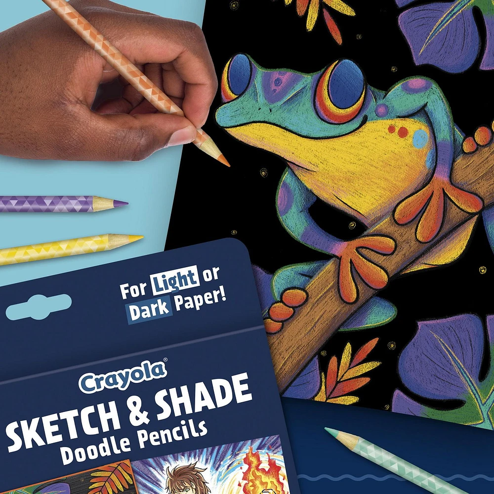 Crayola Sketch & Shade Doodle Pencils, 14 Count, Highly pigmented coloured pencils