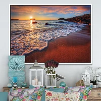 Designart Stunning Ocean Beach at Sunset FLOAT FRAME WALL ART