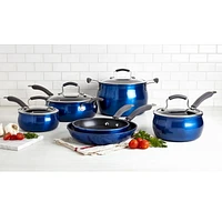 Epicurious 10 Piece Aluminum Cookware Set, Double Riveted Silicone Handles