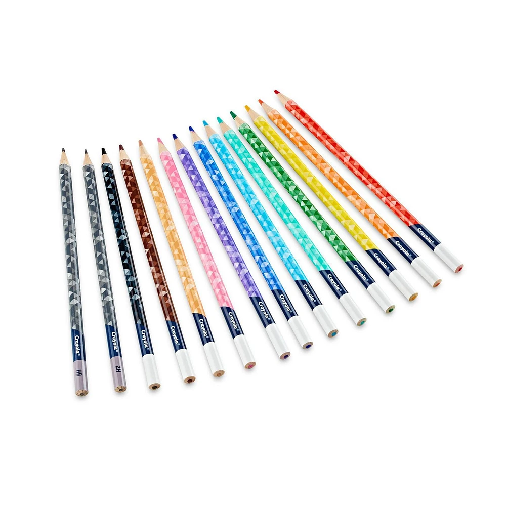 Crayola Sketch & Shade Doodle Pencils, 14 Count, Highly pigmented coloured pencils