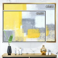 Designart Grey and Yellow Blue Abstract XXI FLOAT FRAME WALL ART