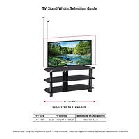 CorLiving Laguna Black Glass and Metal TV Stand with Open Shelves for TVs up to 48" - Sleek Small TV Stand for Living Room