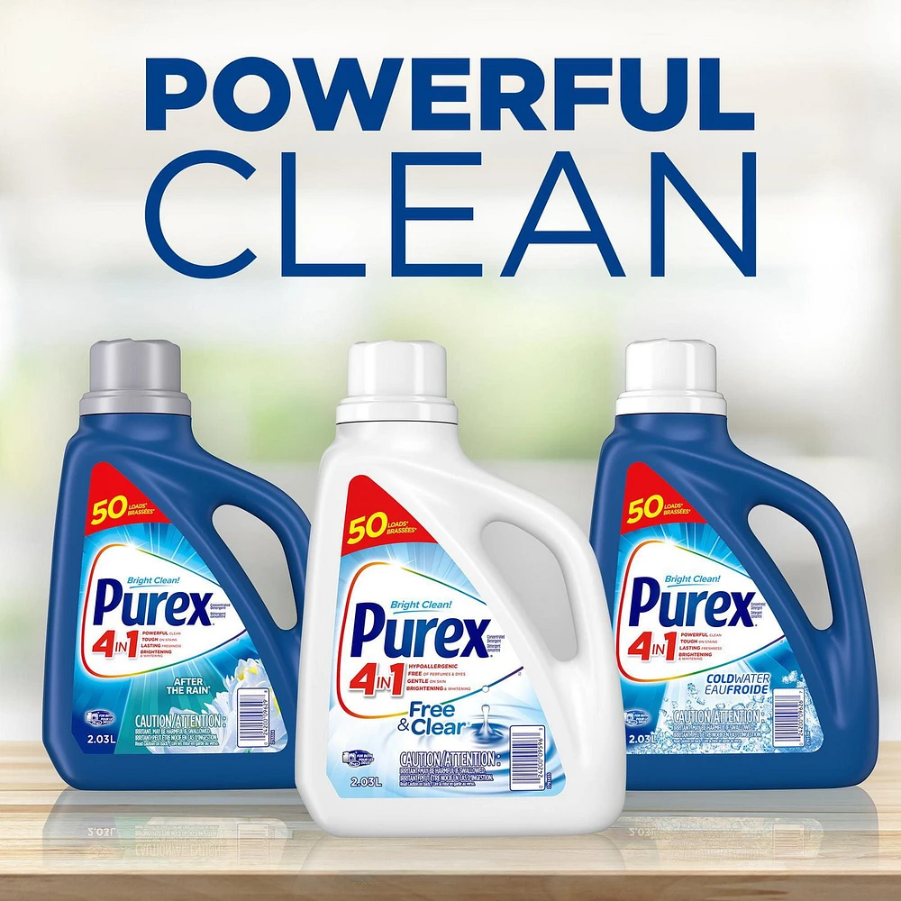 Purex 4 in 1 Liquid Laundry Concentrated Detergent, Free & Clear, 2.03 L