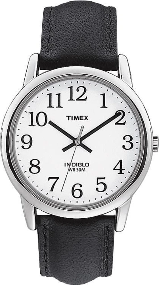 Timex® Easy Reader® Men's Classic White Dial Black Leather Strap Analog Watch