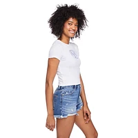 T-shirt côtelé coupe bébé No Boundaries pour femmes Tailles TP–TTG