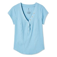 No Boundaries Women's Rib Henley Tee, Sizes XS-XXL