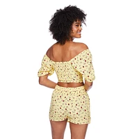 No Boundaries Women's Puff Sleeve Corset Top