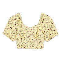 No Boundaries Women's Puff Sleeve Corset Top