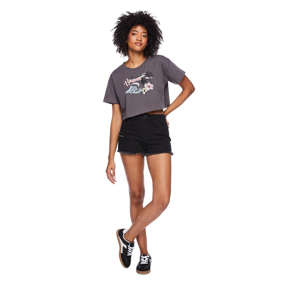 T-shirt écourté No Boundaries pour femmes