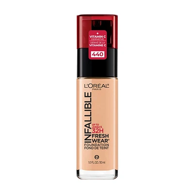 L'Oréal Paris Fond de Teint Liquide Infallible Fresh Wear, couvrance totale Formule Longue Tenue