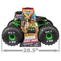 Monster Jam, Official MEGA Grave Digger All-Terrain Remote Control Monster Truck with Lights, 1:6 Scale