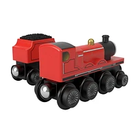 Fisher-Price Thomas & Friends Wooden Railway James Engine and Coal Car, push-along train made from sustainably sourced wood for kids 2 years and up