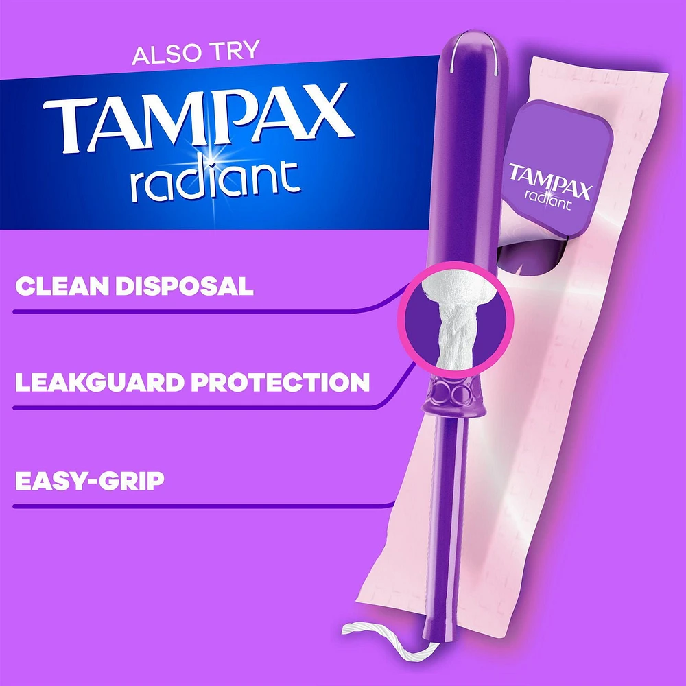 Tampons Tampax Pearl, avec tresse antifuites, degré d’absorption régulier/super, emballage multiple, non parfumés, 34tampons 34CT