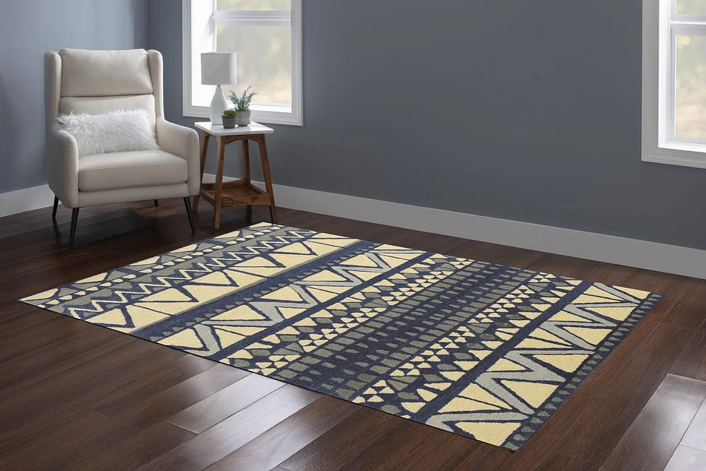 Aspire Wool Comp Ivory & Blue 5' x 8' Area Rug