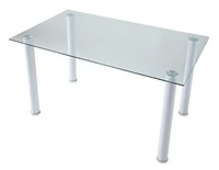 Topline Home Furnishings White Glass Top Dining Table