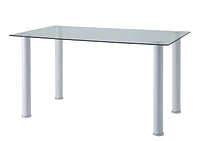 Topline Home Furnishings White Glass Top Dining Table