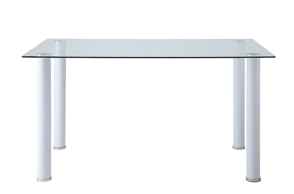 Topline Home Furnishings White Glass Top Dining Table