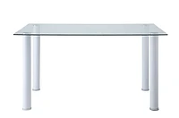 Topline Home Furnishings White Glass Top Dining Table