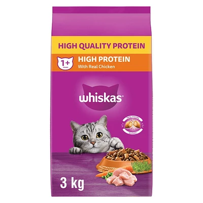 Whiskas High Protein with Real Chicken Adult Dry Cat Food, 1.5 - 3kg