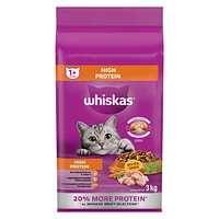 Whiskas High Protein with Real Chicken Adult Dry Cat Food, 1.5 - 3kg