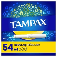 Tampax Cardboard Tampons Regular Absorbency, Anti-Slip Grip, LeakGuard Skirt, Unscented, 54 Tampons