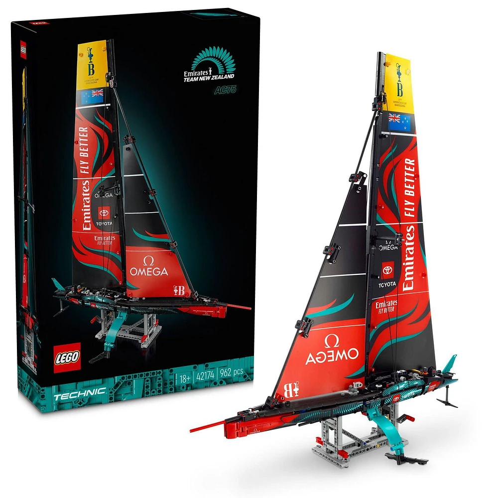 LEGO Technic Emirates Team New Zealand AC75 Yacht, Racing Boat Building Kit, Sailboat Set for Adults, 42174