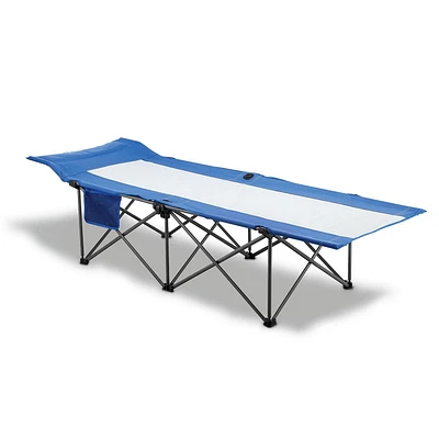 Ozark Trail QUICK COMFORT COT, EASY TO SET UP, WGT CAPACITY 300LBS , STEEL FRAME FOR DURABILTY, BLUE / WHITE, FOLDS EASY TO TRAVEL  , size: 74.75"X27.25"X19"H, size: 74.75"X27.25"X19"H