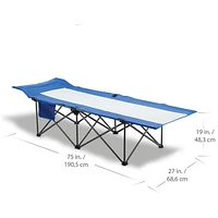 Ozark Trail QUICK COMFORT COT, EASY TO SET UP, WGT CAPACITY 300LBS , STEEL FRAME FOR DURABILTY, BLUE / WHITE, FOLDS EASY TO TRAVEL  , size: 74.75"X27.25"X19"H, size: 74.75"X27.25"X19"H