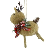 Holiday Time Brown Fabric Reindeer Ornament, FUR DEER ORNAMENT