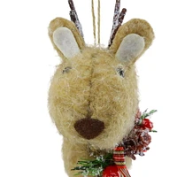 Holiday Time Brown Fabric Reindeer Ornament, FUR DEER ORNAMENT