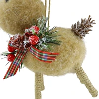 Holiday Time Brown Fabric Reindeer Ornament, FUR DEER ORNAMENT