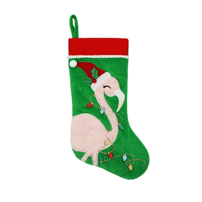 Holiday Time 20 inches Flamingo Stocking, Red/Light Pink Colors