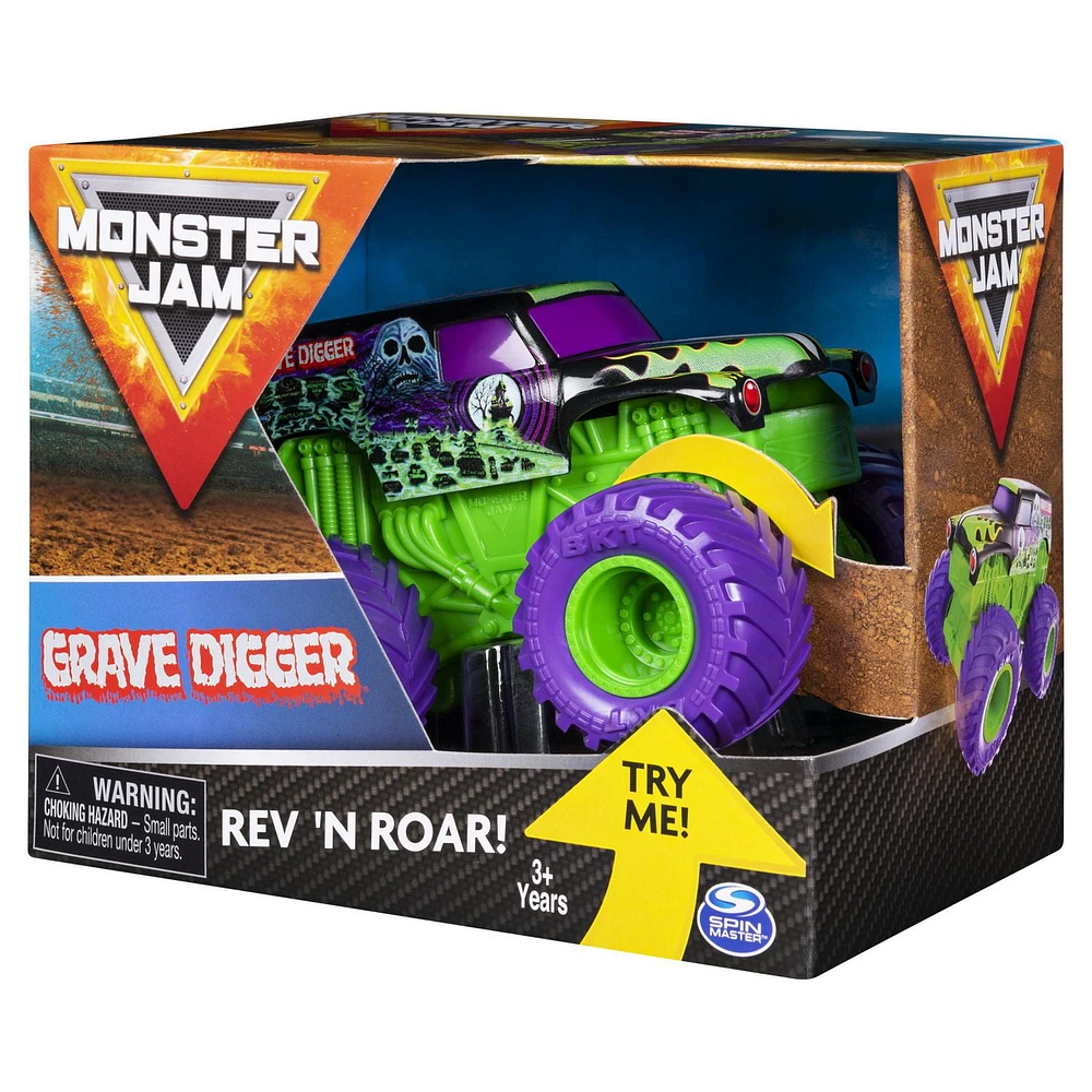 Monster Jam, Official Grave Digger Rev ‘N Roar Monster Truck, 1:43 Scale