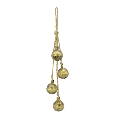 Holiday Time Frosted Elegance Metal Hanging Bell, Gold, Measures 15.8" in length