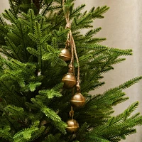 Holiday Time Frosted Elegance Metal Hanging Bell, Gold, Measures 15.8" in length