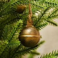 Holiday Time Frosted Elegance Metal Hanging Bell, Gold, Measures 15.8" in length