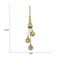 Holiday Time Frosted Elegance Metal Hanging Bell, Gold, Measures 15.8" in length