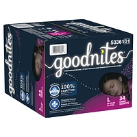 Goodnites Girls' Nighttime Bedwetting Underwear, Giga Pack, Size XS - XL | 44-28 Count, Size XS