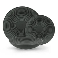 Mesa Ceramic Black Grain Stoneware 12 Piece Dinnerware Set