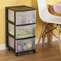 Sterilite 3 Drawer Black Medium Cart, 1 unit, Black