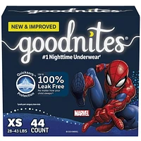 Sous-vêtements de nuit Goodnites pour garçons, Giga Pack, Taille TP - TG | 44-28 Sous-Vêtements Taille TP - TG | 44-28 Sous-Vêtements