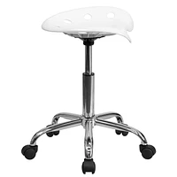 Vibrant White Tractor Seat and Chrome Stool