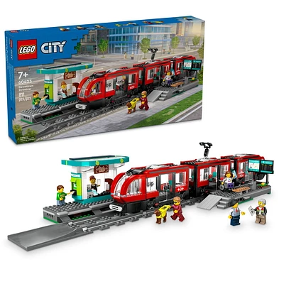 LEGO City Downtown Streetcar and Station Vehicle Toy Playset, Gift for Toy Train Fans Ages 7 and up, 60423