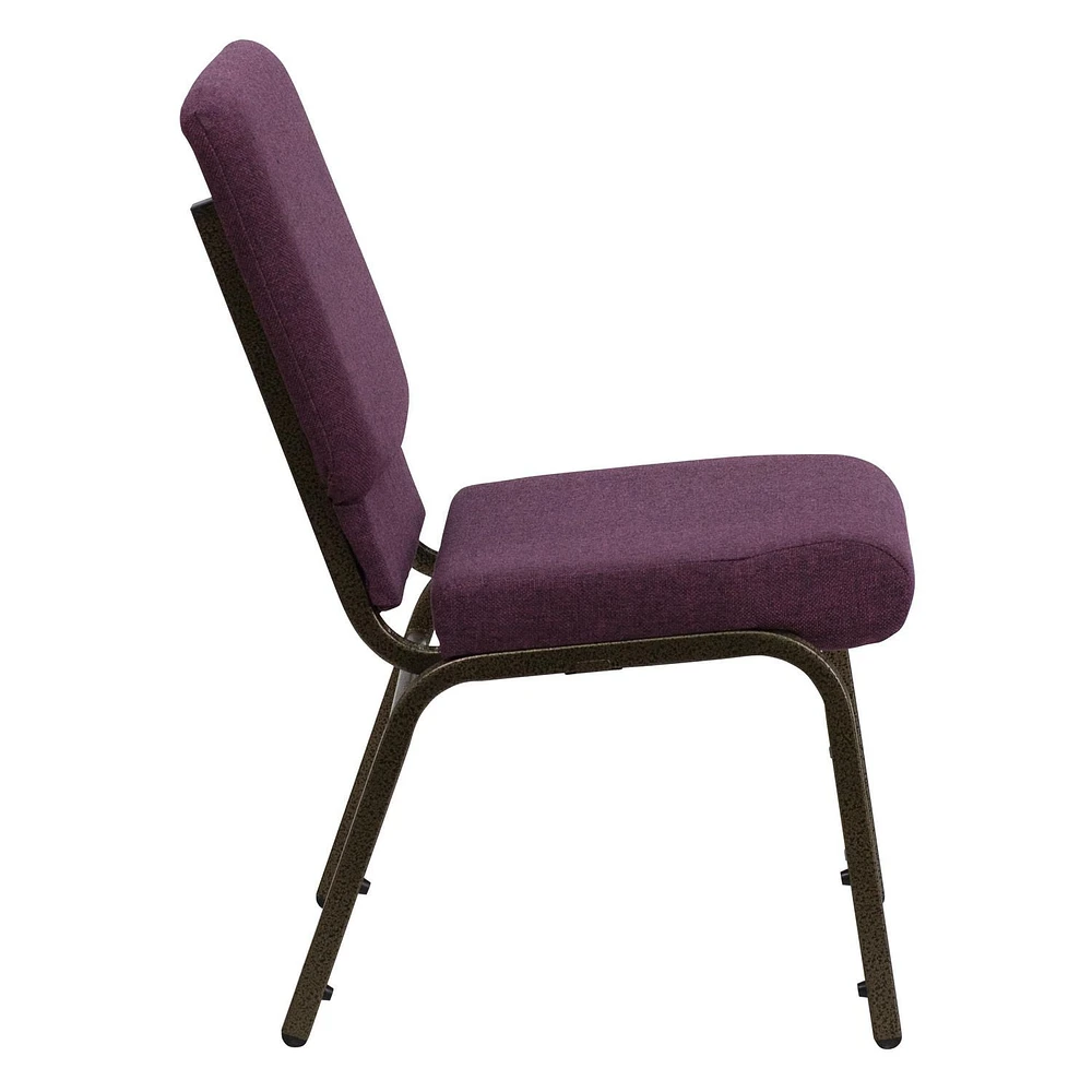 HERCULES Series 18.5''W Stacking Church Chair in Plum Fabric - Gold Vein Frame