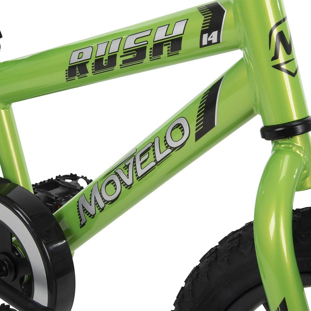 Movelo Rush 14” Boys Bike, Lime Green, 4-6 years old