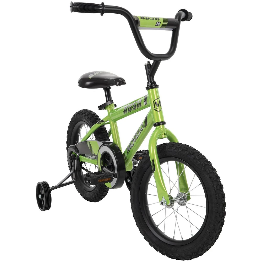 Movelo Rush 14” Boys Bike, Lime Green, 4-6 years old